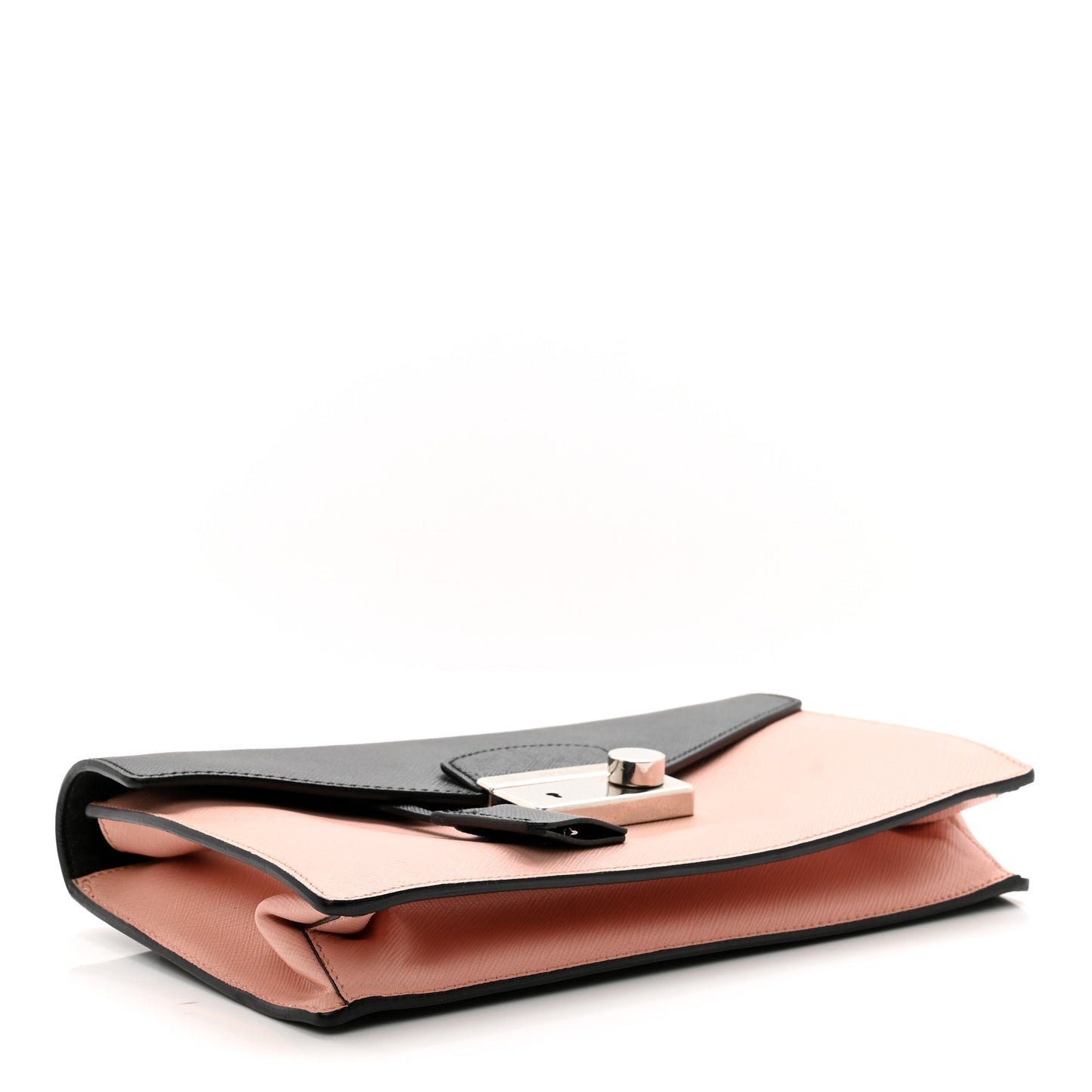 Saffiano Lux Sound Clutch Pink Black