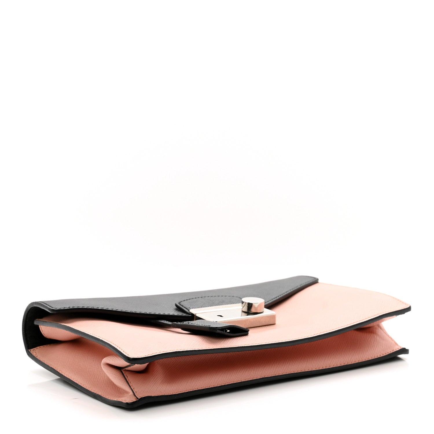 Prada Saffiano Lux Sound Clutch Pink Black 4 of 8