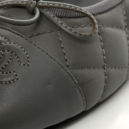 Chanel Lambskin Quilted CC Cap Toe Ballerina Flats 36.5 Grey 9 of 9