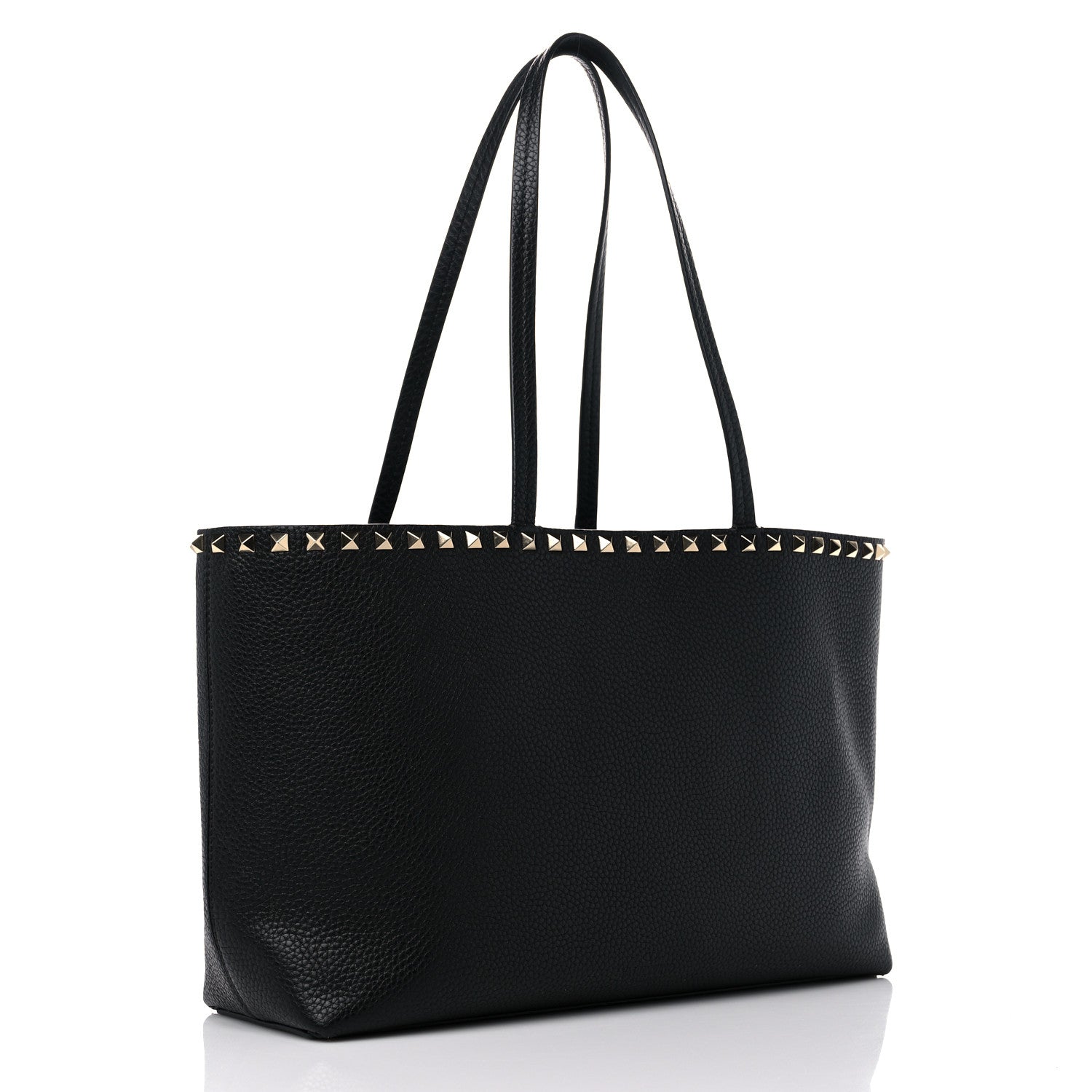 Valentino Garavani Grained Calfskin Small Rockstud Shoulder Tote Black 3 of 14
