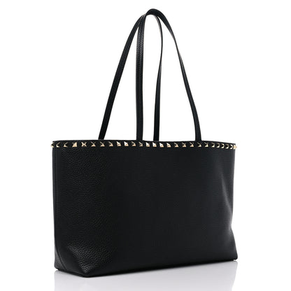 Valentino Garavani Grained Calfskin Small Rockstud Shoulder Tote Black 3 of 14