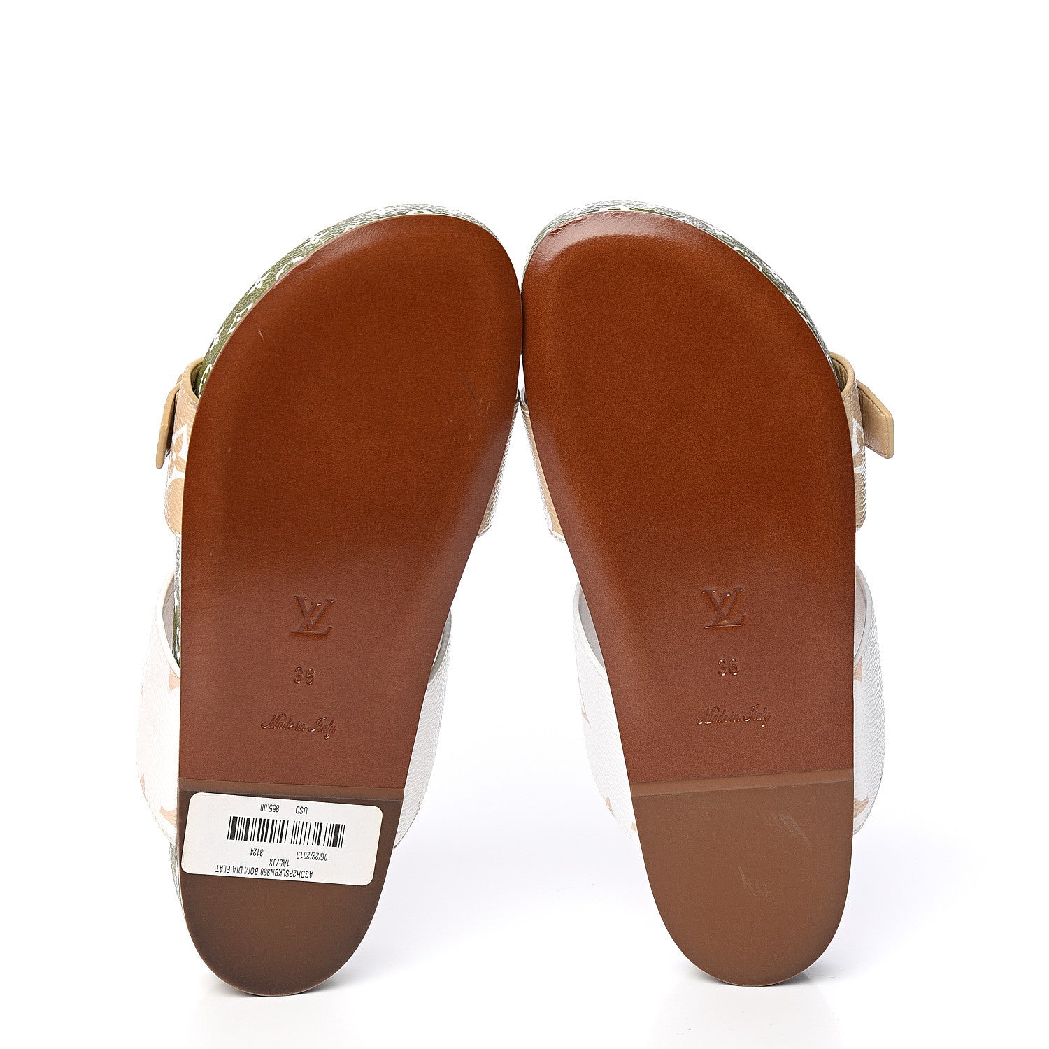 Louis Vuitton Monogram Giant Bom Dia Flat Mule Sandals 36 White Moka 5 of 9