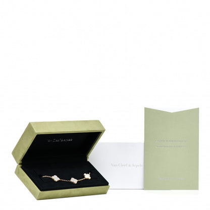 Van Cleef & Arpels 18K Yellow Gold Mother of Pearl 5 Motifs Vintage Alhambra Bracelet 6 of 6