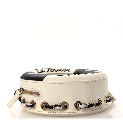 Chanel Lambskin Coco Lifesaver Round Bag Black White 3 of 11