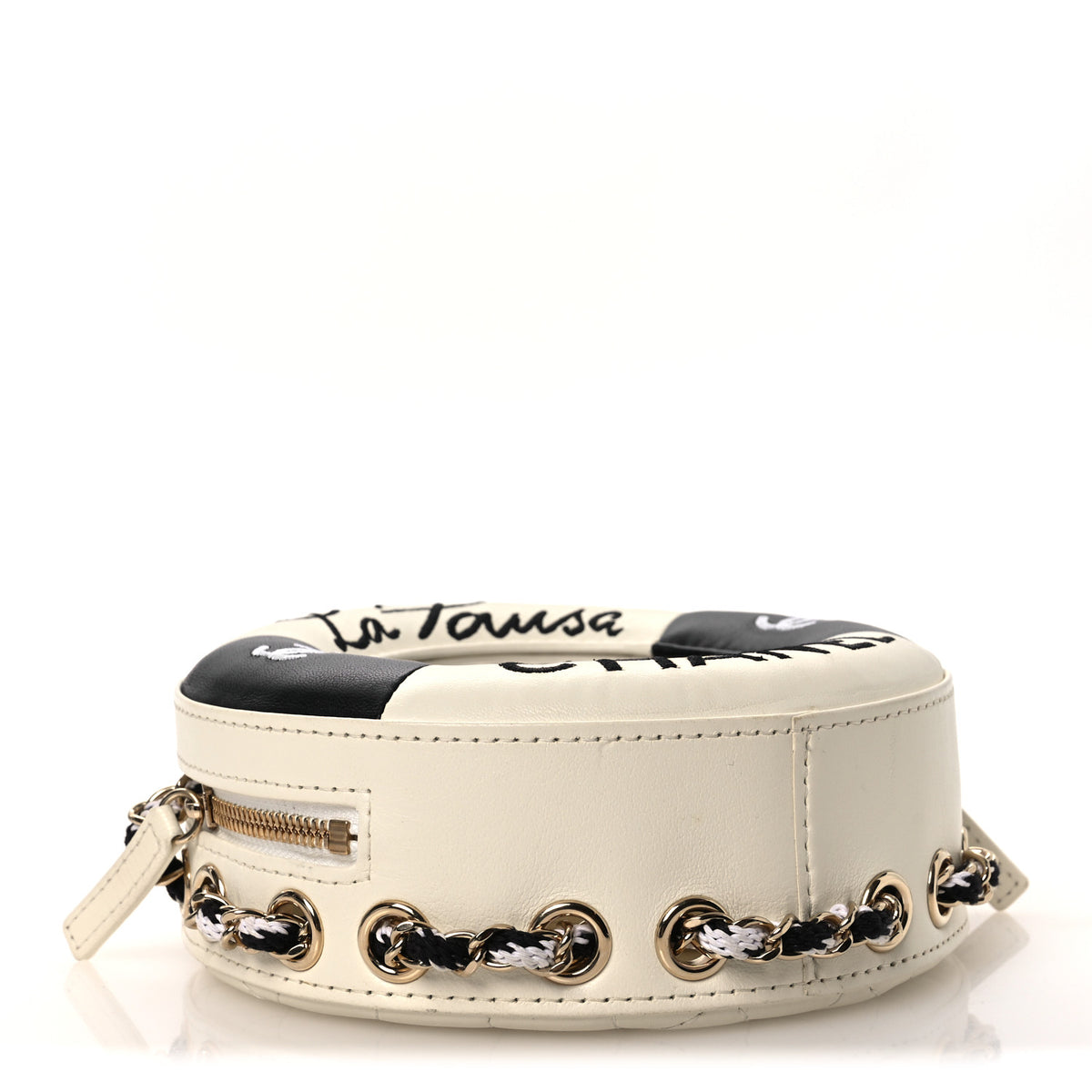 Chanel Lambskin Coco Lifesaver Round Bag Black White 4 of 12