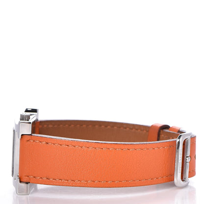 Hermes Stainless Steel Swift 21mm Heure H Hour Quartz Watch Orange 3 of 5