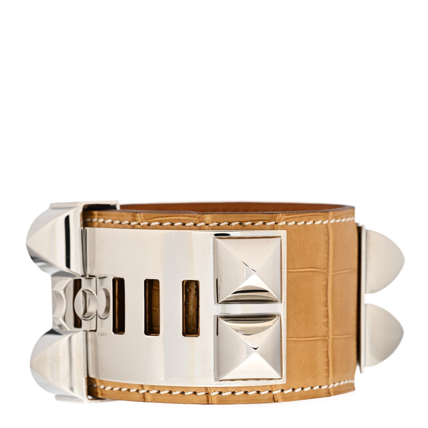 Hermes Matte Alligator Collier De Chien CDC Bracelet S Maize 3 of 6