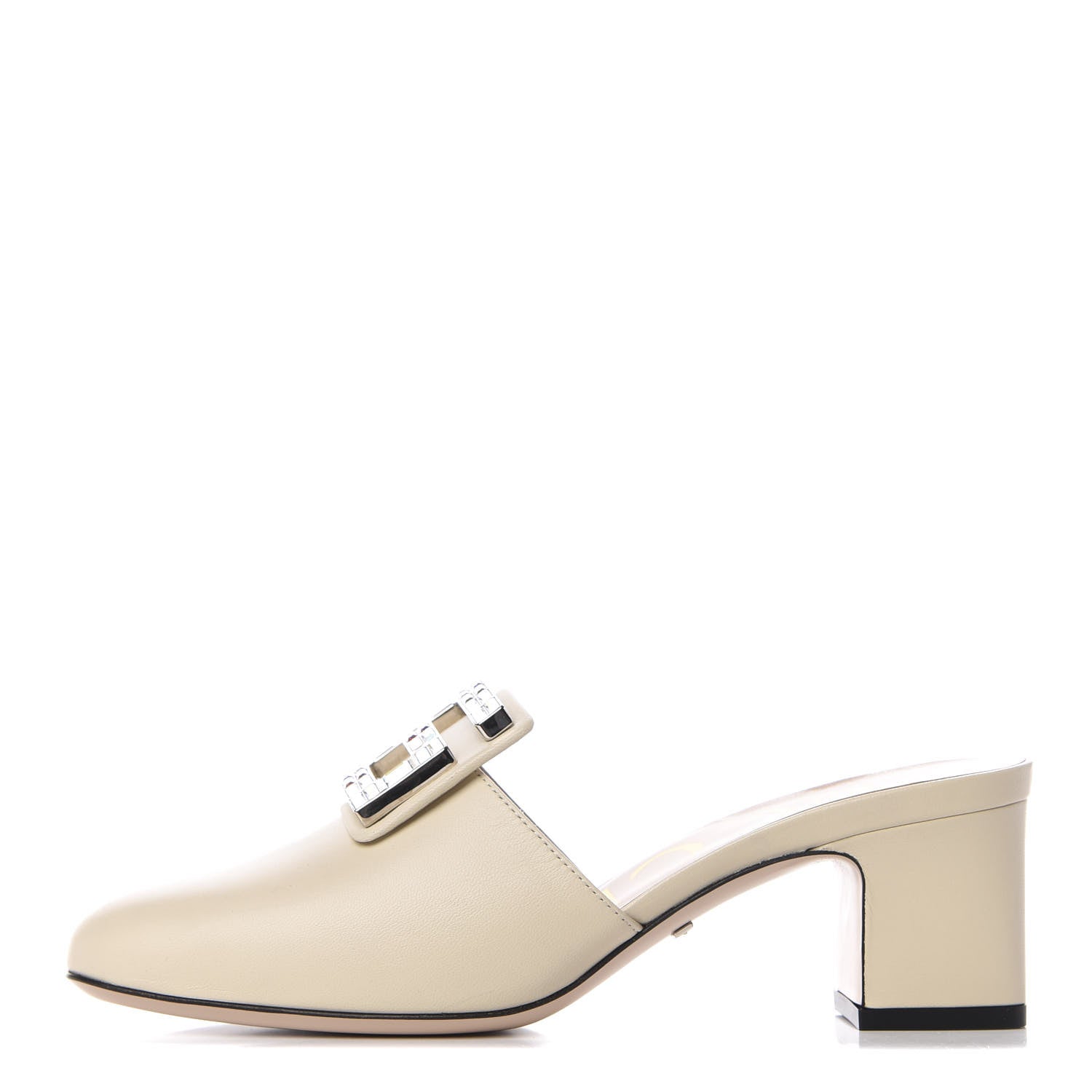 Gucci Malaga Kid Crystal Square G Madelyn Mules 36 Vintage White 1 of 10