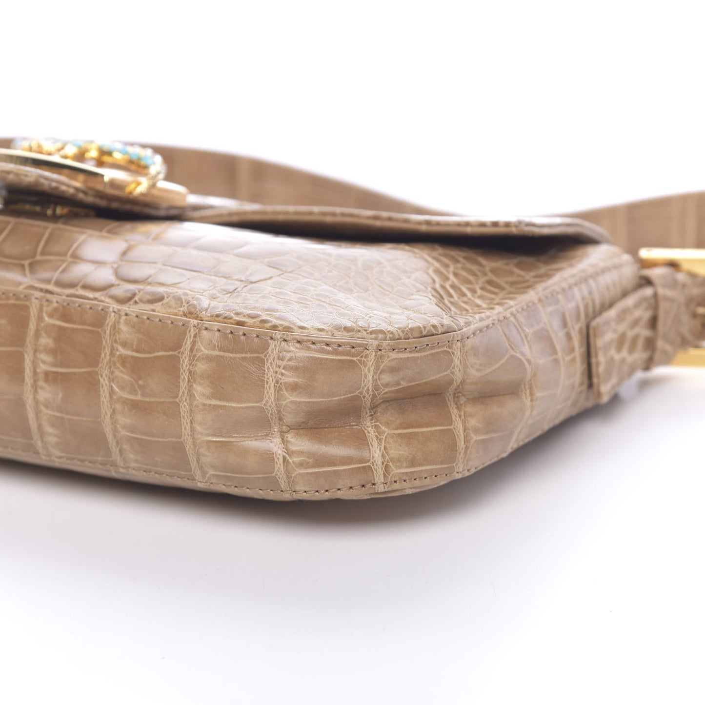 Fabric Crocodile Crystal Lizard Baguette