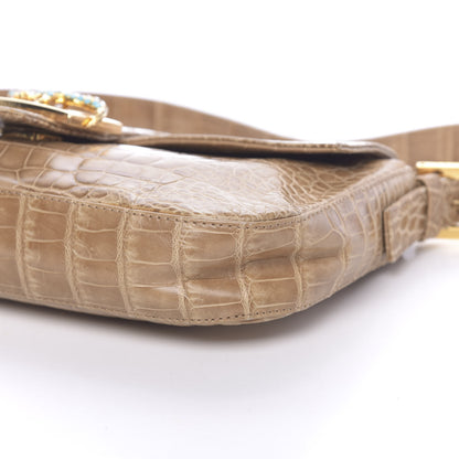 Fendi Fabric Crocodile Crystal Lizard Baguette 10 of 11
