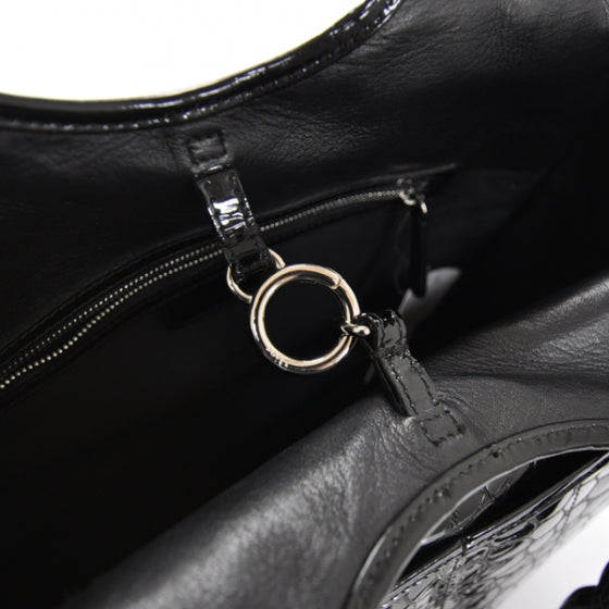 Patent Crocodile Embossed 61 Tote Black
