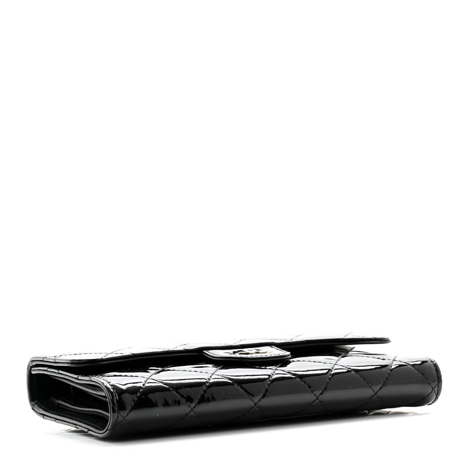Chanel Patent Quilted Large Flap Wallet Black 3 of 11