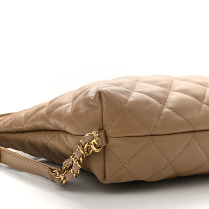 Chanel Lambskin Quilted Hobo Beige 9 of 10