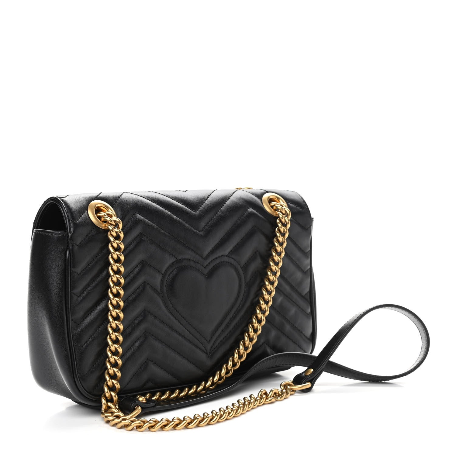 Gucci Calfskin Matelasse Small GG Marmont Shoulder Bag Black 3 of 10