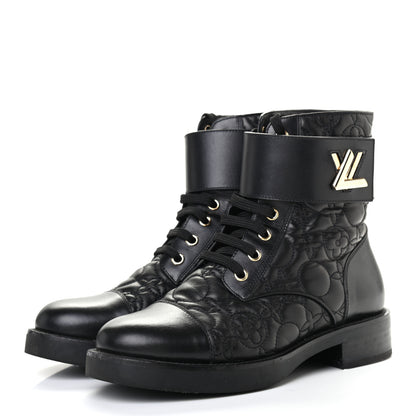 Louis Vuitton Calfskin Embossed Wonderland Ranger Boots 36.5 Black 3 of 9