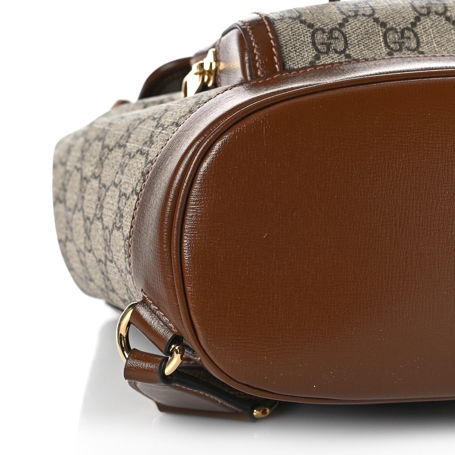 Gucci GG Supreme Monogram Azalea Calfskin Retro Interlocking G Buckle Backpack Beige Ebony Brown Sugar 8 of 9