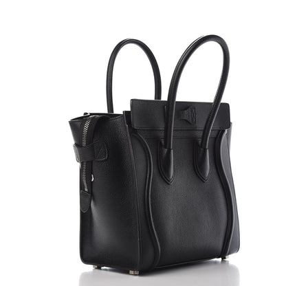 Celine Drummed Calfskin Micro Luggage Black 3 of 14