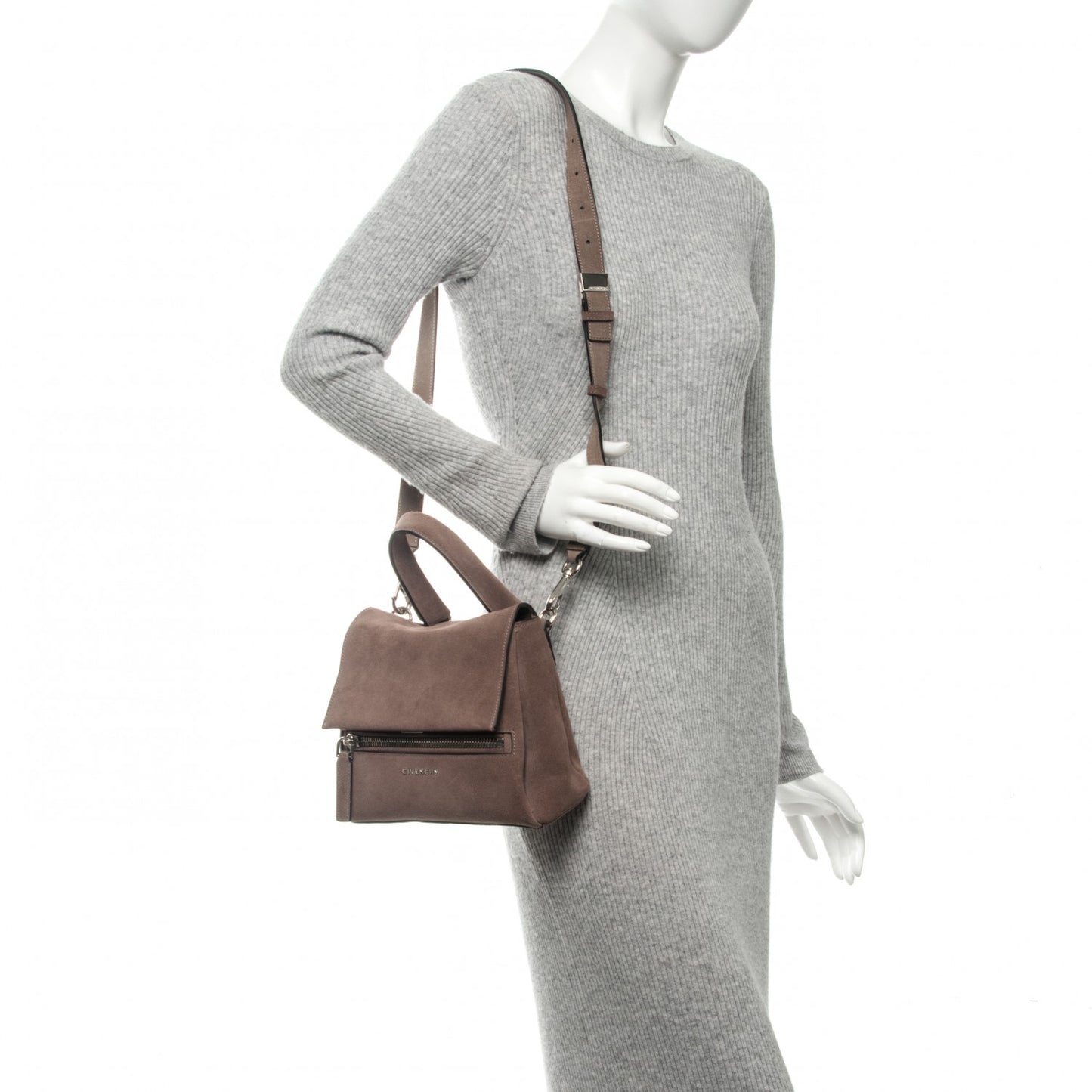 Suede Mini Pandora Pure Flap Bag Taupe