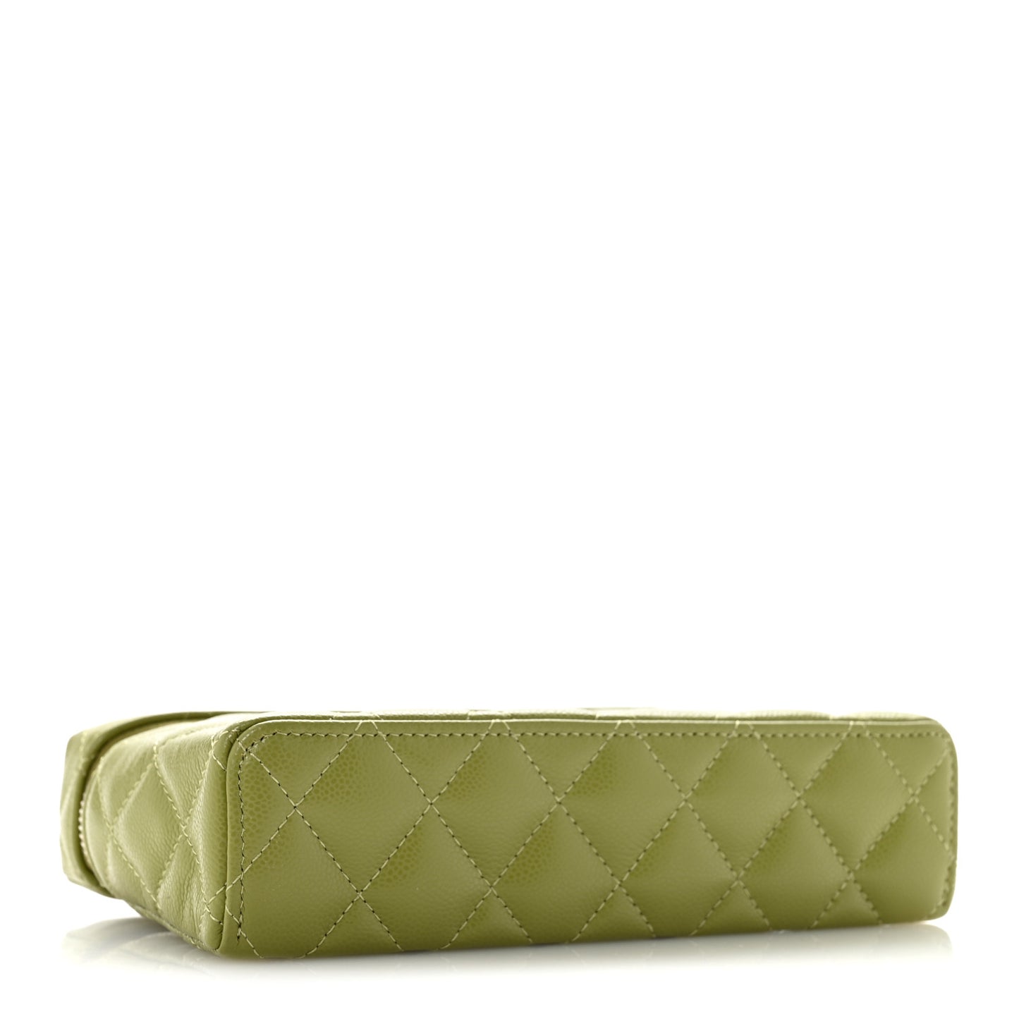 Caviar Quilted Top Handle Slim Vanity With Chain Khaki