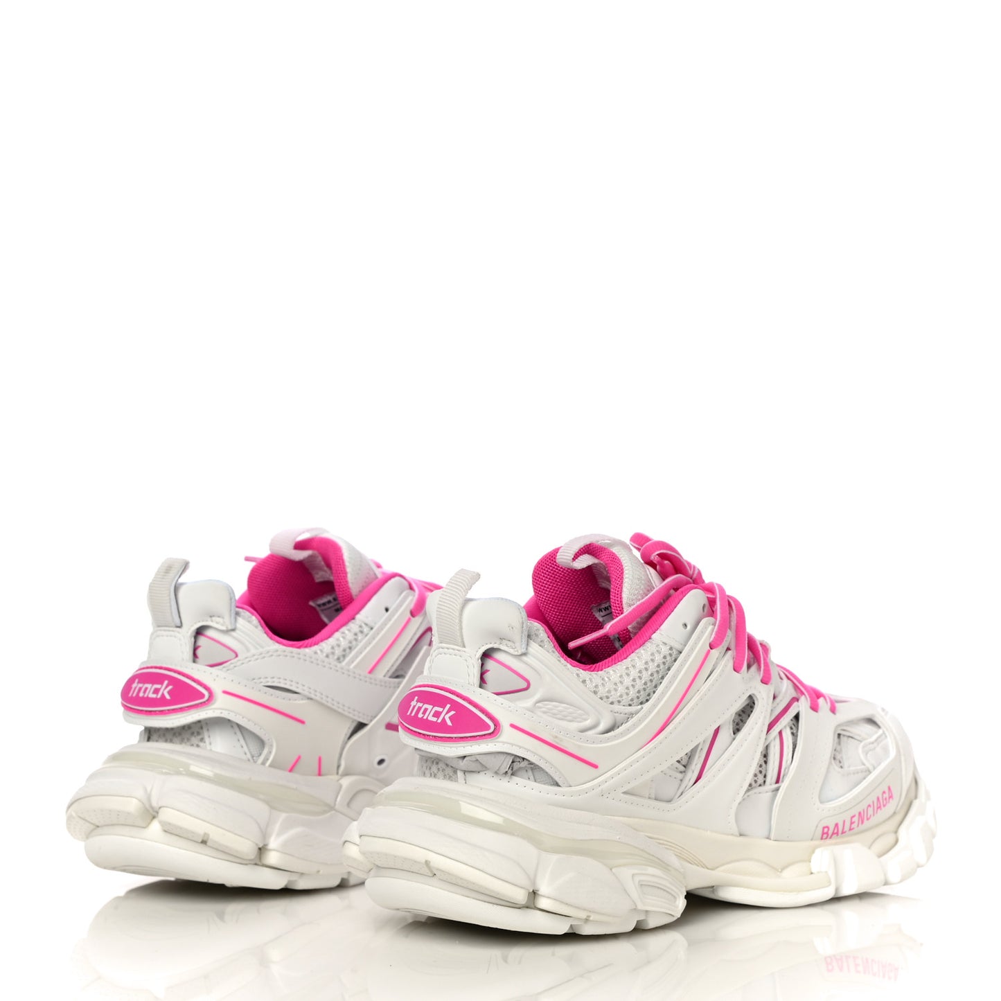 Mesh Rubber Bi-Color Womens Track Sneakers 35 Fluo Pink White