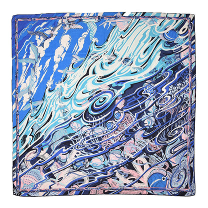 Hermes Cashmere Silk De La Mer Au Ciel Shawl 140 Marine Rose Turquoise 1 of 5