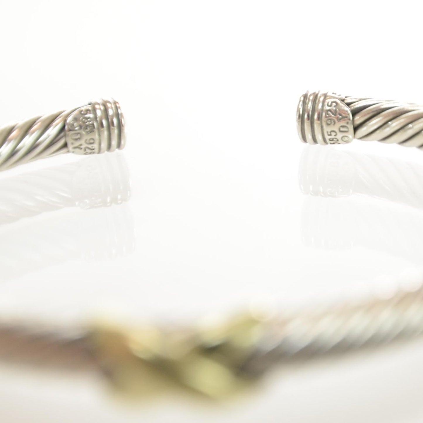 Sterling Silver 14K Yellow Gold 5mm X Station Cable Bracelet