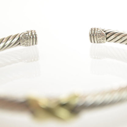 David Yurman Sterling Silver 14K Yellow Gold 5mm X Station Cable Bracelet 5 of 6