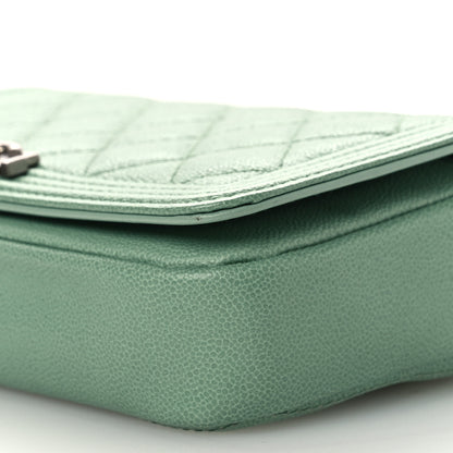 Chanel Caviar Quilted Boy Phone Holder Wallet On Chain Green 11 of 13