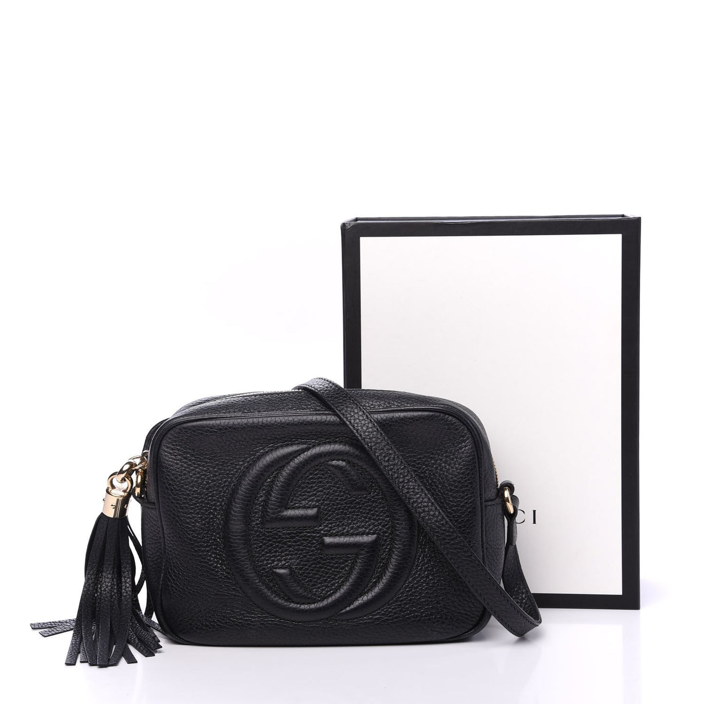 Pebbled Calfskin Small Soho Disco Bag Black