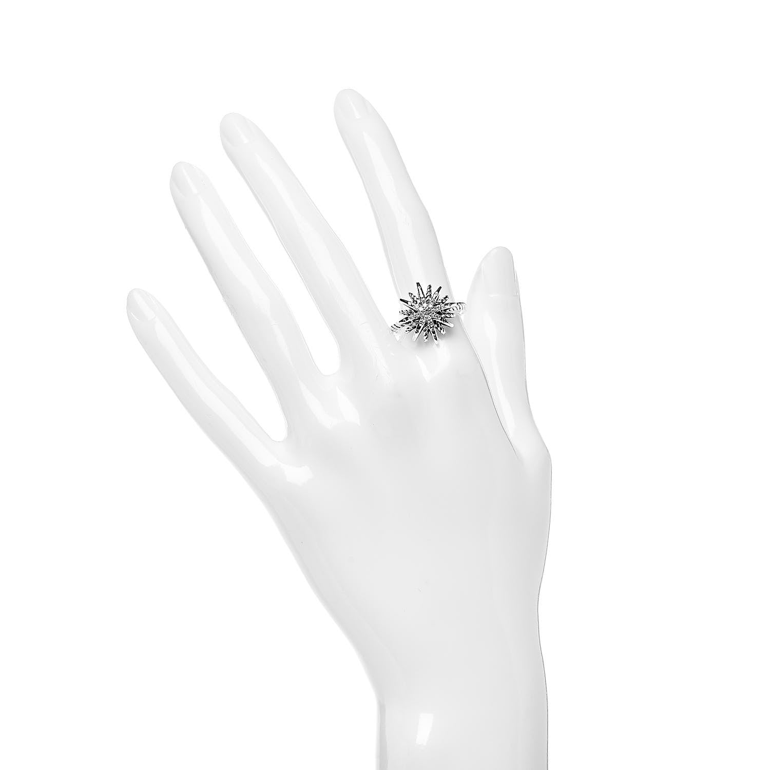 David Yurman Sterling Silver Diamond 16mm Starburst Ring 54 7 2 of 5