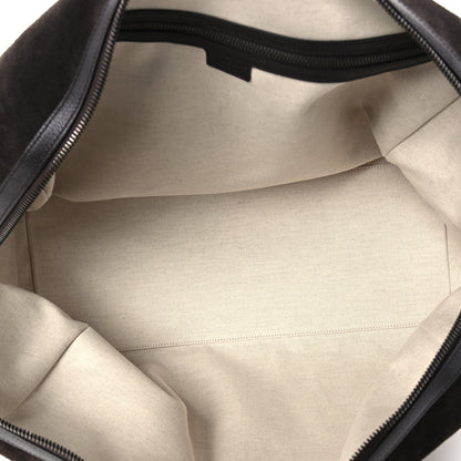 Gucci Suede Calfskin Web Medium Savoy Duffle Bag  Dark Brown 4 of 11