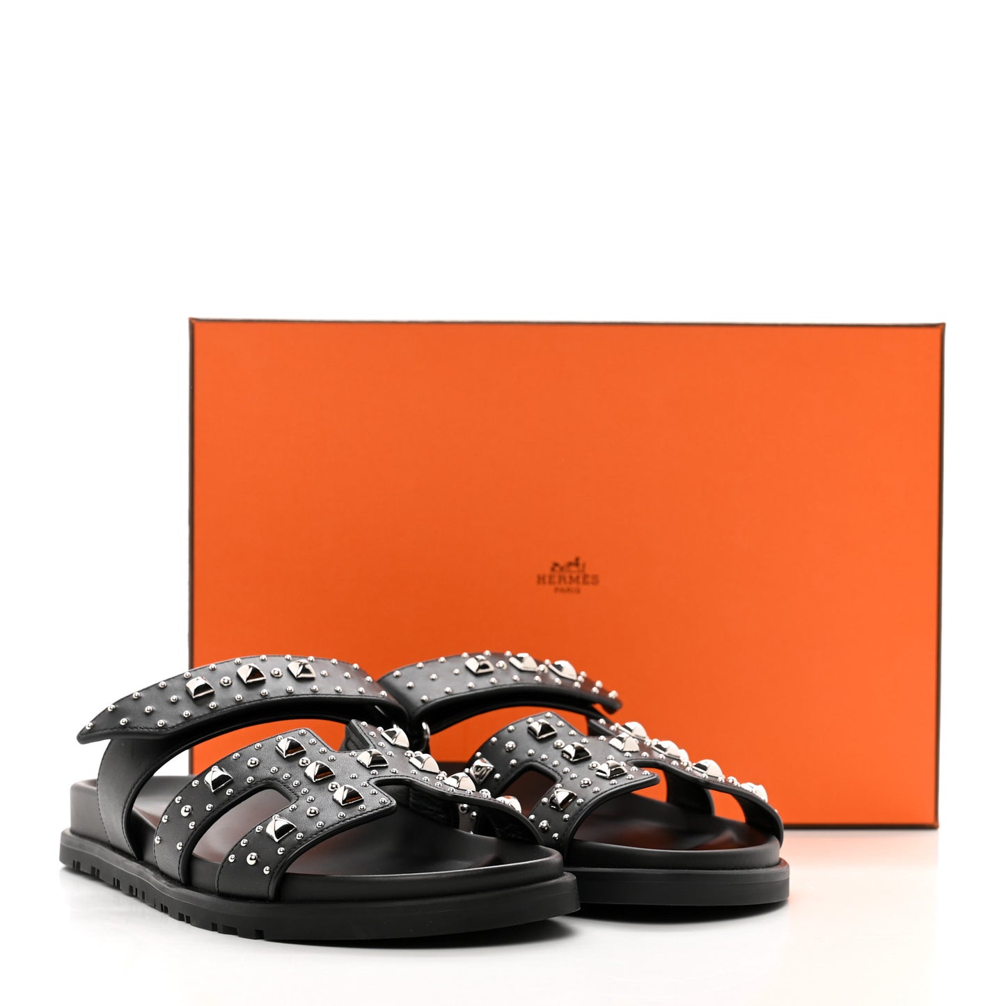 Calfskin Studded Womens Chypre Sandals 37 Black