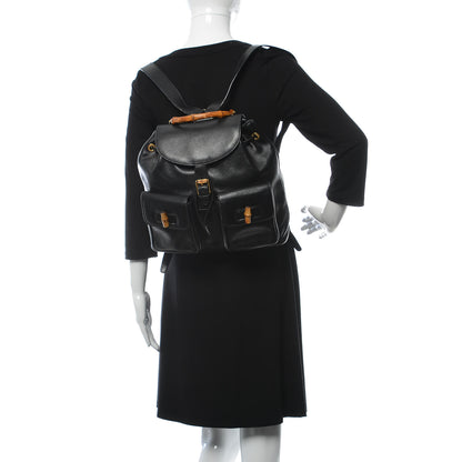 Gucci Calfskin Bamboo Backpack Black 2 of 18