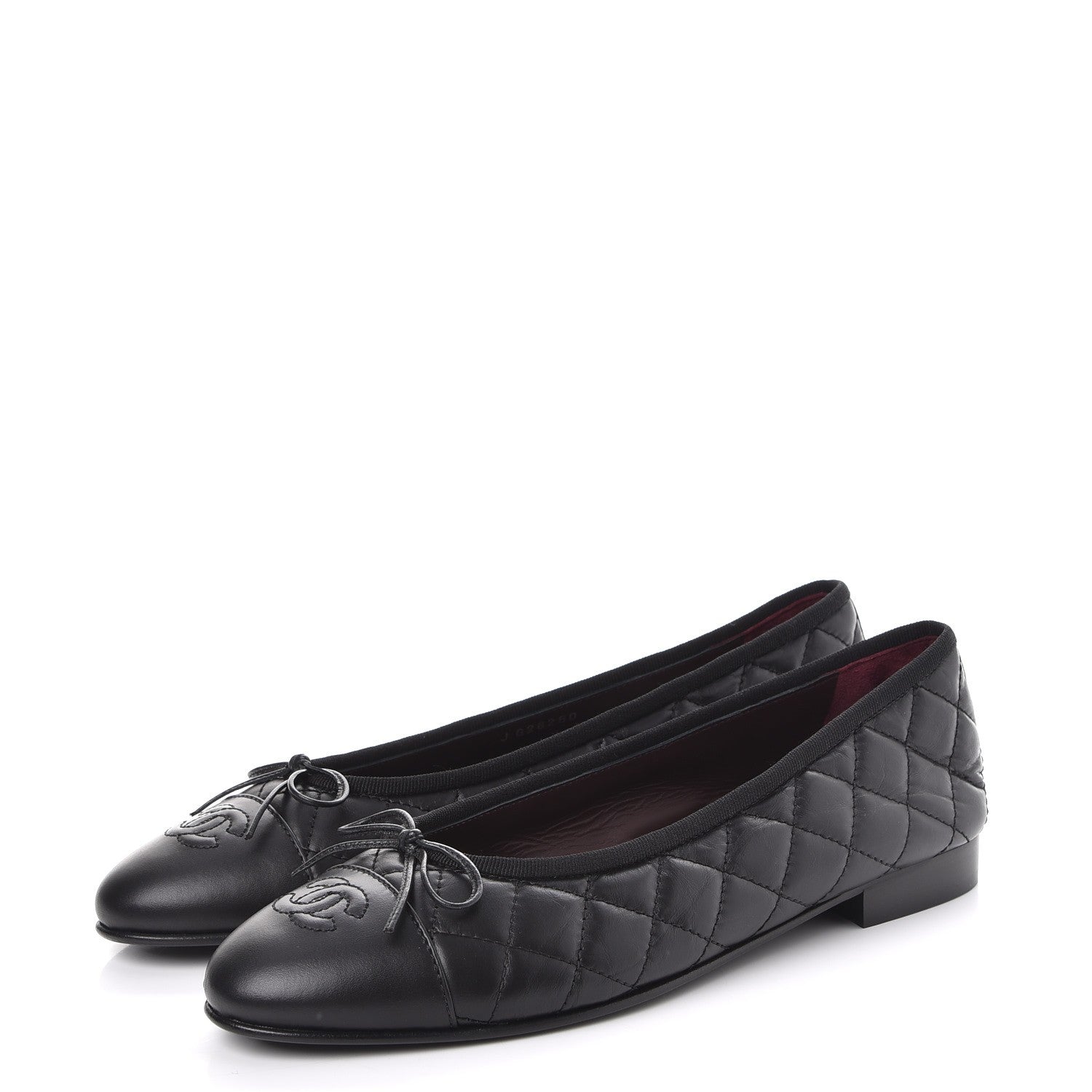 Chanel Aged Calfskin Quilted Cap Toe Ballerina Flats 38.5 Black 3 of 9