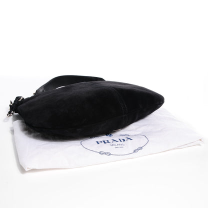 Prada Suede Shoulder Bag Nero Black 4 of 12