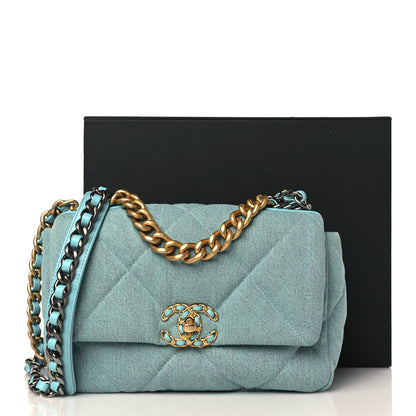 Chanel Denim Quilted Medium Chanel 19 Flap Neon Blue 10 of 10