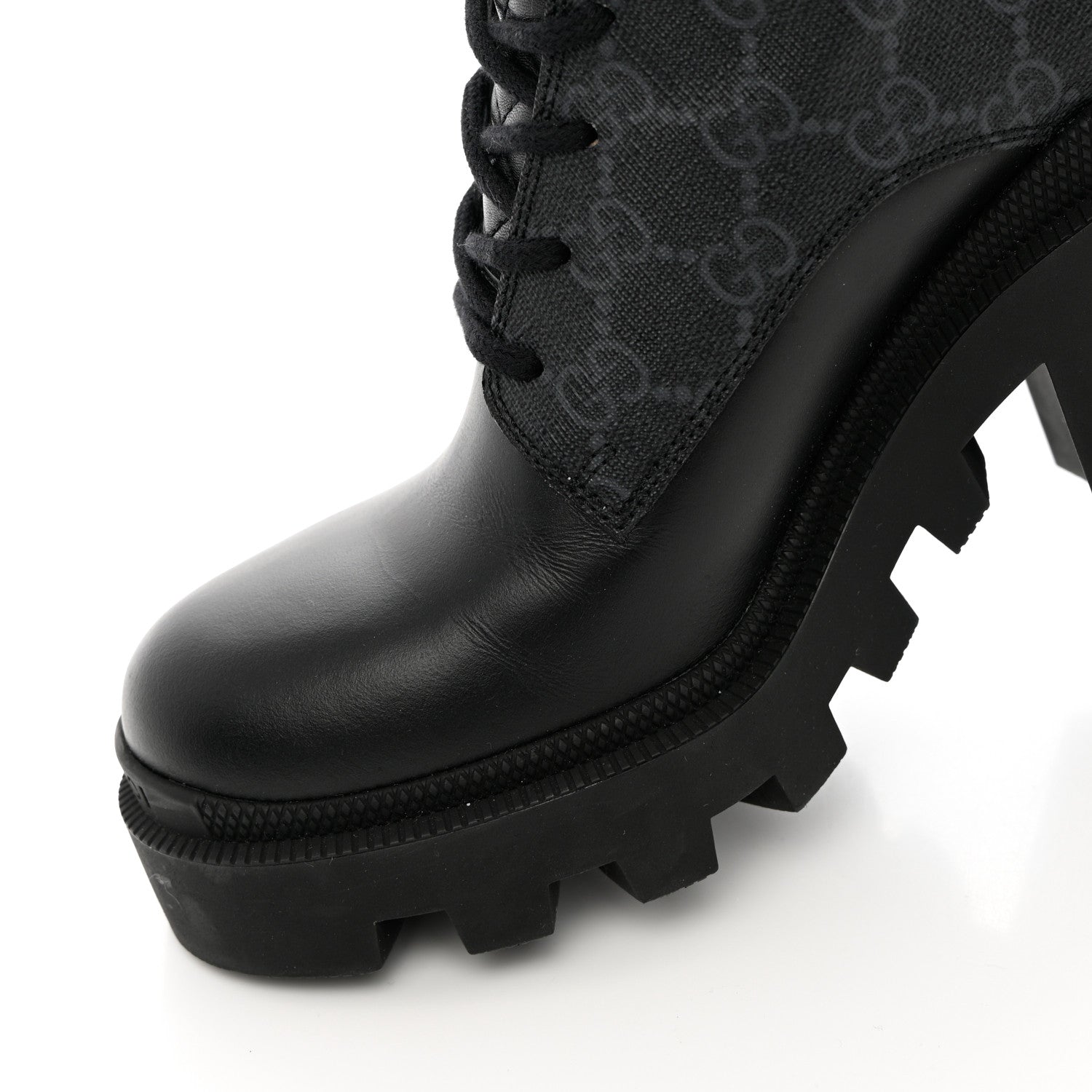 Gucci Apollo Calfskin GG Supreme Nappa Samoa Quilted Lace Up Ankle Boots 36 Black 11 of 12