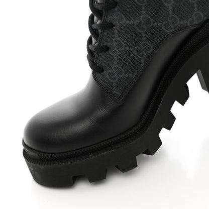 Gucci Apollo Calfskin GG Supreme Nappa Samoa Quilted Lace Up Ankle Boots 36 Black 11 of 12