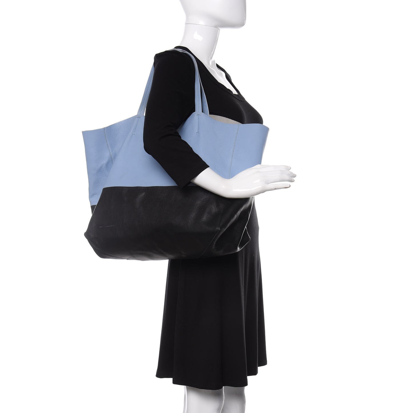 Lambskin Horizontal Bi-Color Cabas Black Glacier