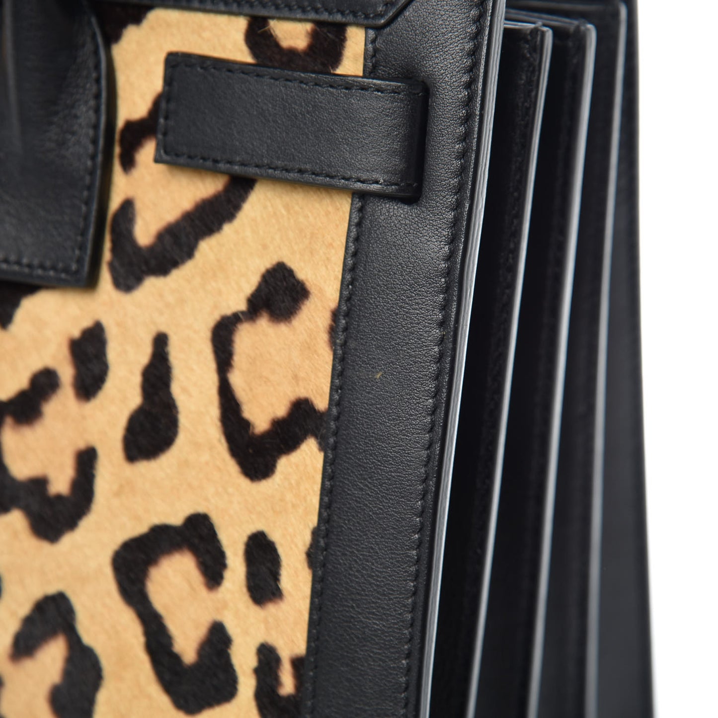 Pony Hair Leopard Print Baby Sac De Jour Black