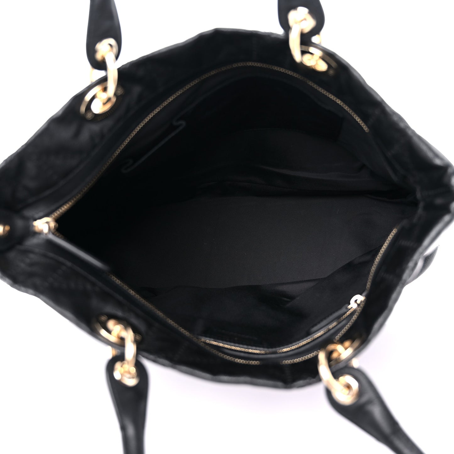 Coated Canvas Cannage Large Dior Soft Shopping Tote Black