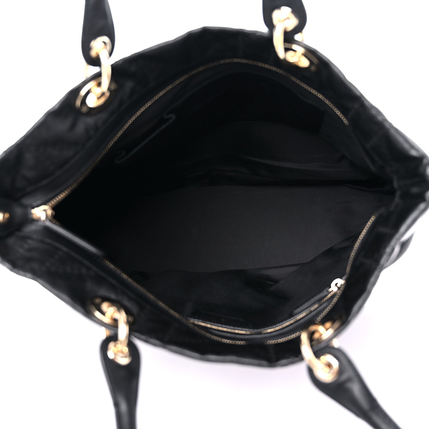 Christian Dior Coated Canvas Cannage Large Dior Soft Shopping Tote Black 5 of 15