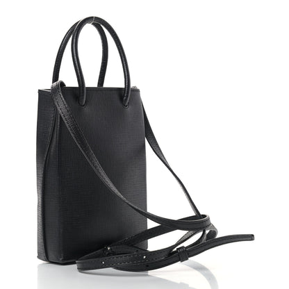 Balenciaga Squared Calfskin Logo Shopping Phone Holder Bag Black 3 of 9
