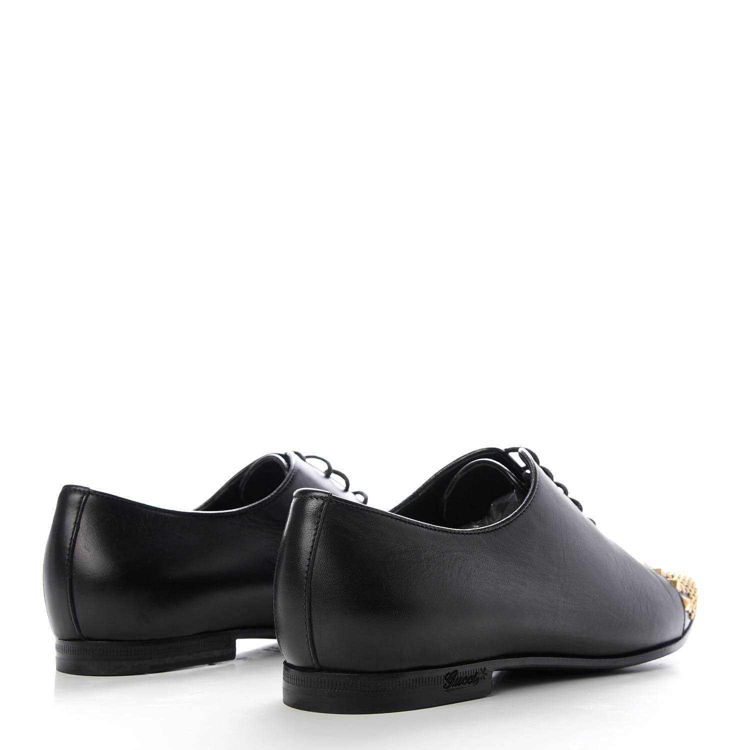 Gucci Calfskin Studded Lace Up Oxford 36.5 Black 4 of 10