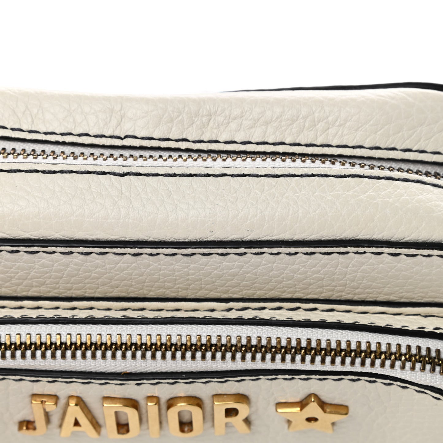 Grained Calfskin J'Adior Camera Case Clutch With Chain White