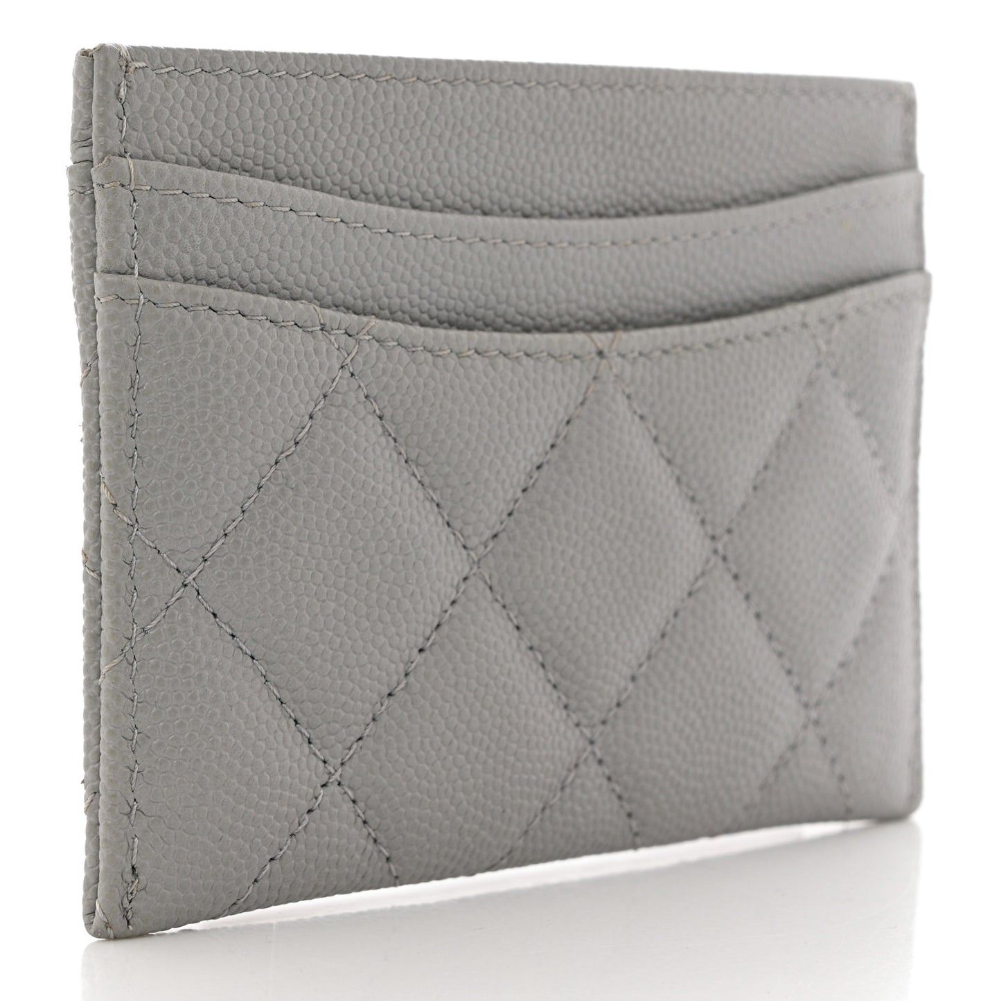 Caviar Quilted Card Holder Grey