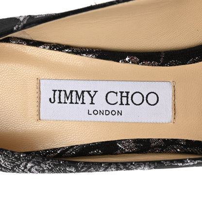 Jimmy Choo Floral Brocade Pointy Toe Love 85 Pumps 38.5 Black Steel 7 of 8