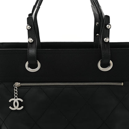 Chanel Coated Canvas Quilted Large Paris Biarritz Tote Black 8 of 10