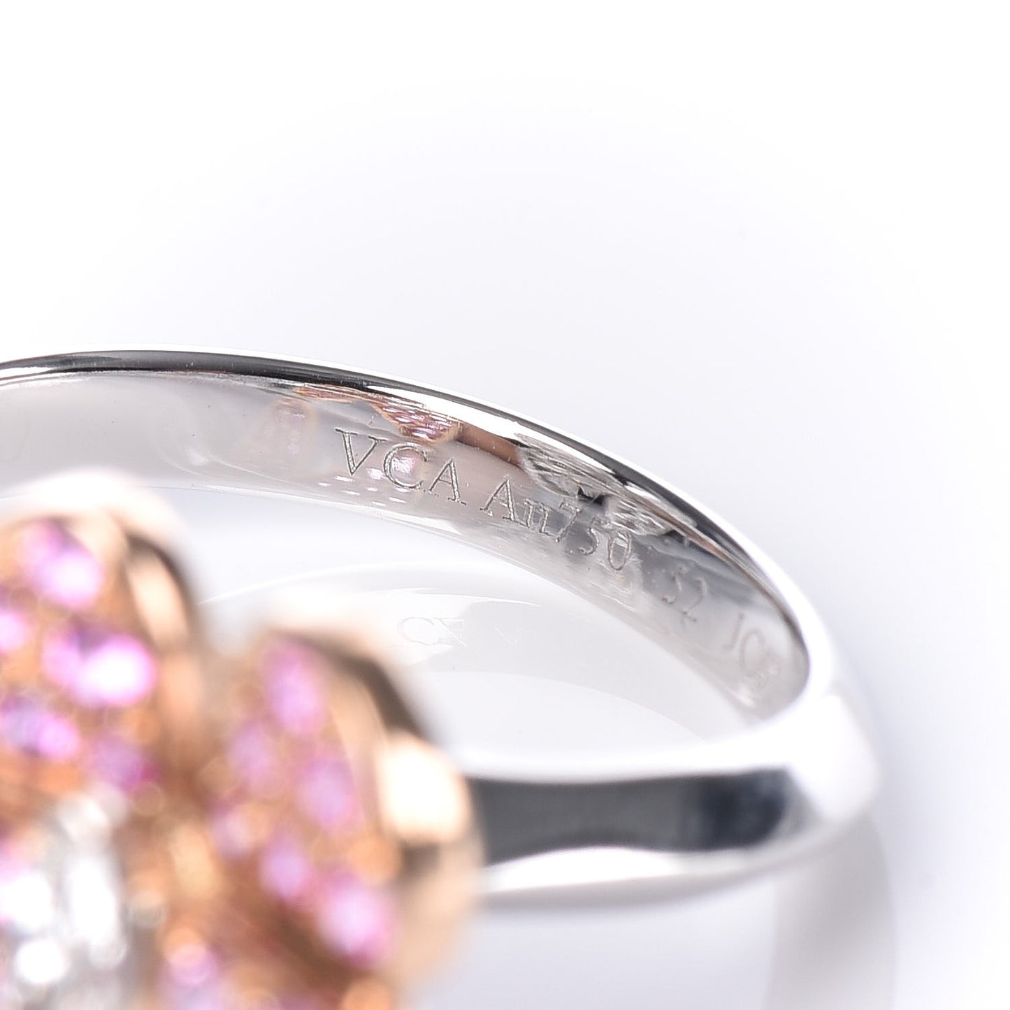 18K White Rose Gold Diamond Pink Sapphire Two Butterfly Between The Finger Ring 52 6