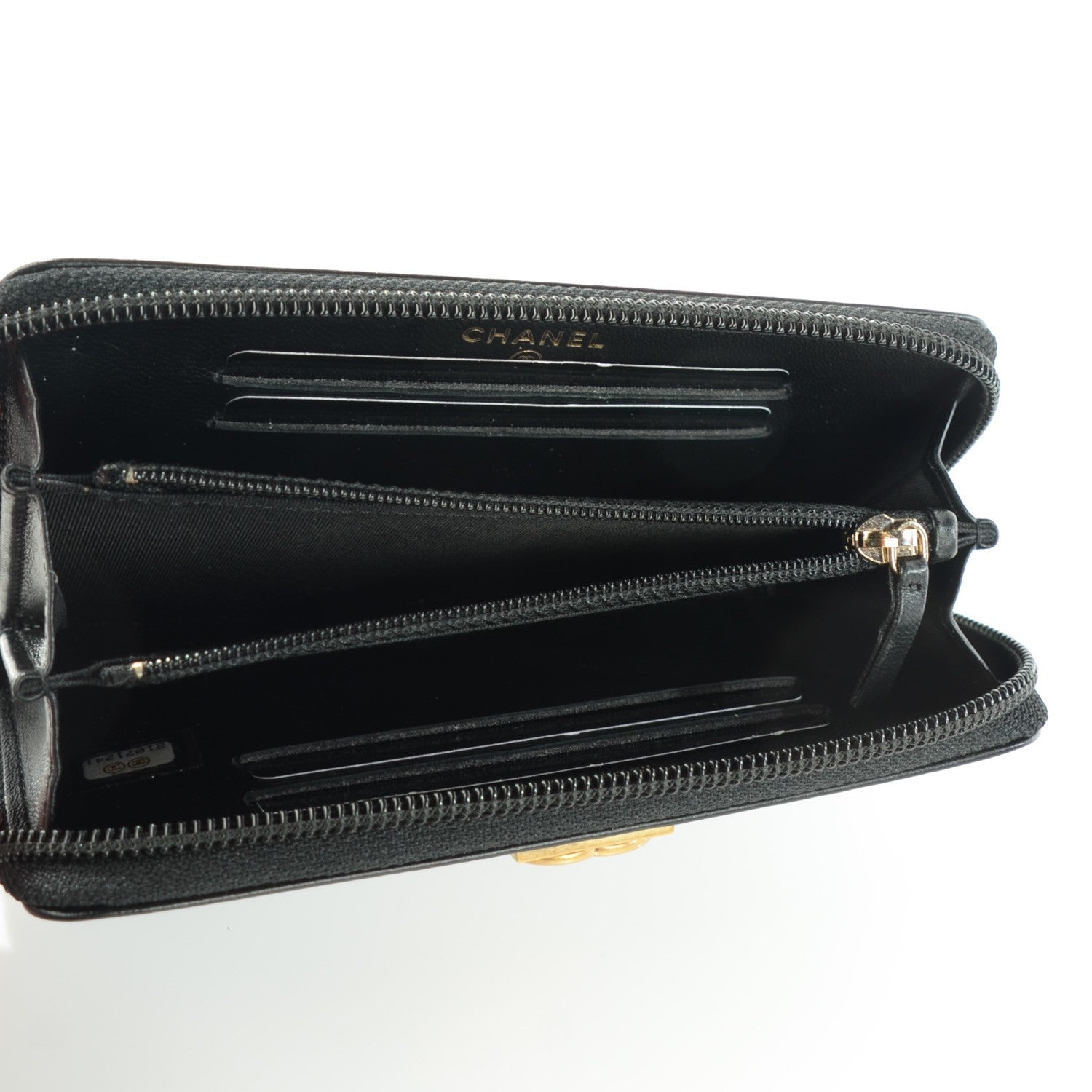 Chanel Lambskin Quilted Small Boy Zip Around Wallet Black 5 of 8